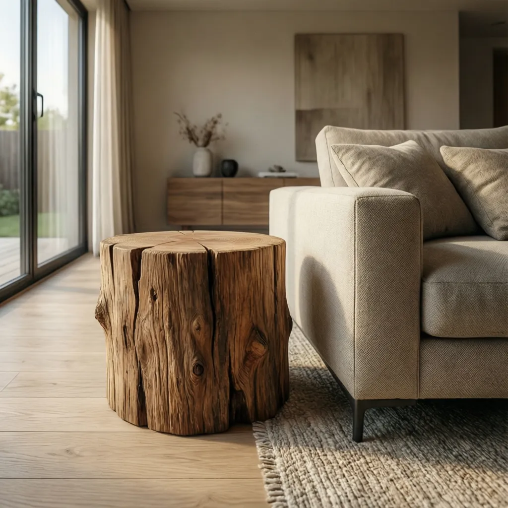 How Wood Stump Tables Are Used in Modern Interior and Landscape Design