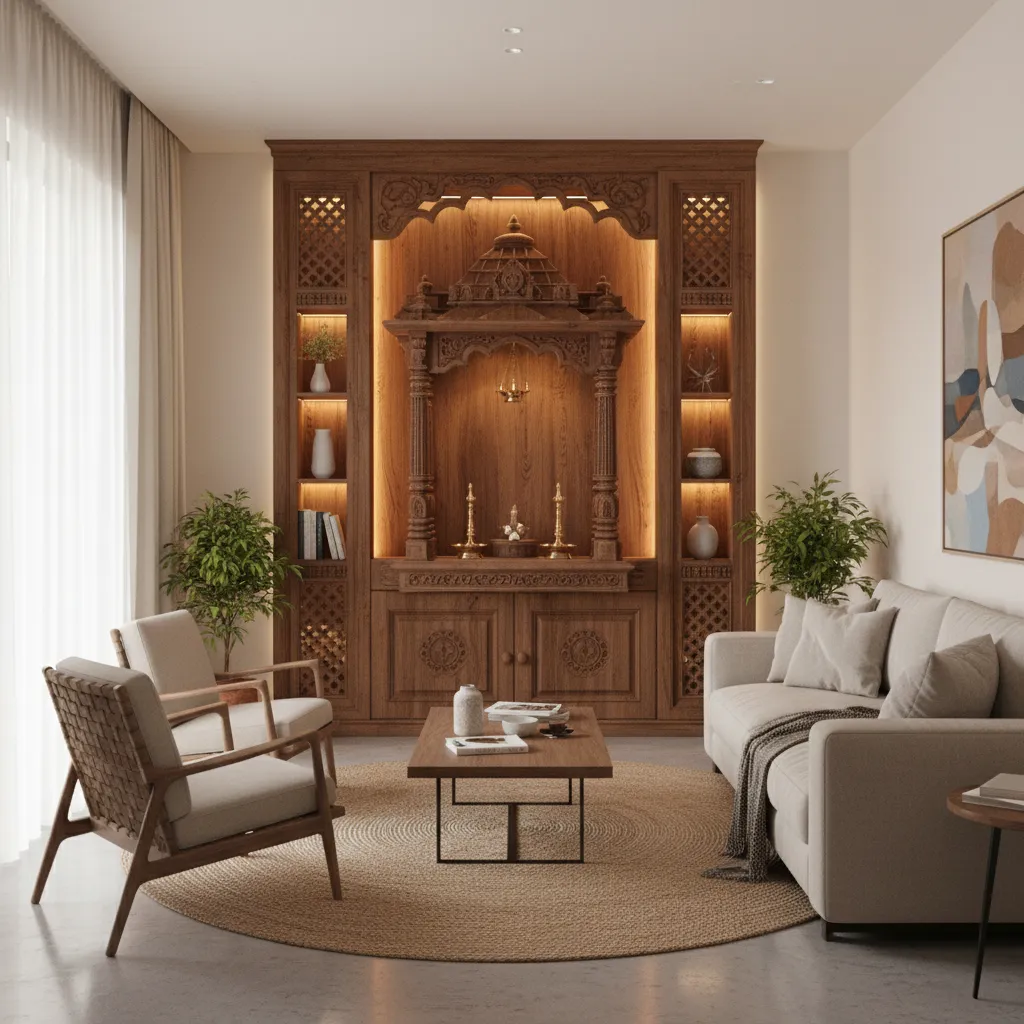5 Wooden Pooja Mandir Designs That Elevate Small Homes