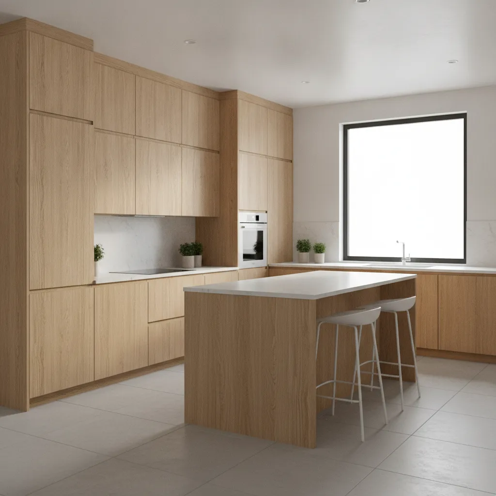 light oak woodgrain sunmica laminate kitchen cabinets