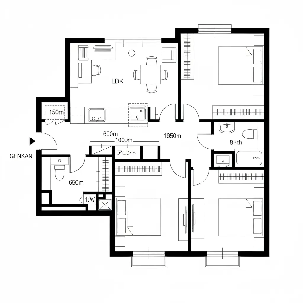 分室型ワークコーナーを寝室側に寄せる