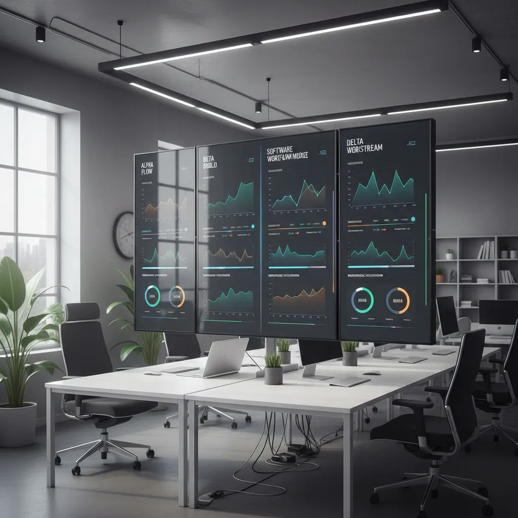 Visual comparison of software features and workflow modules