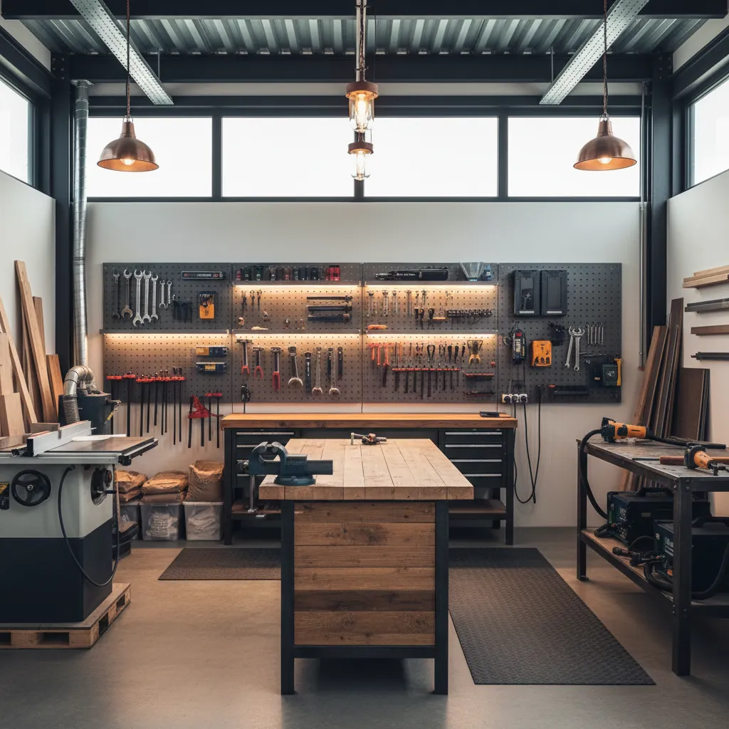 Diseño de interiores de taller de trabajo funcional