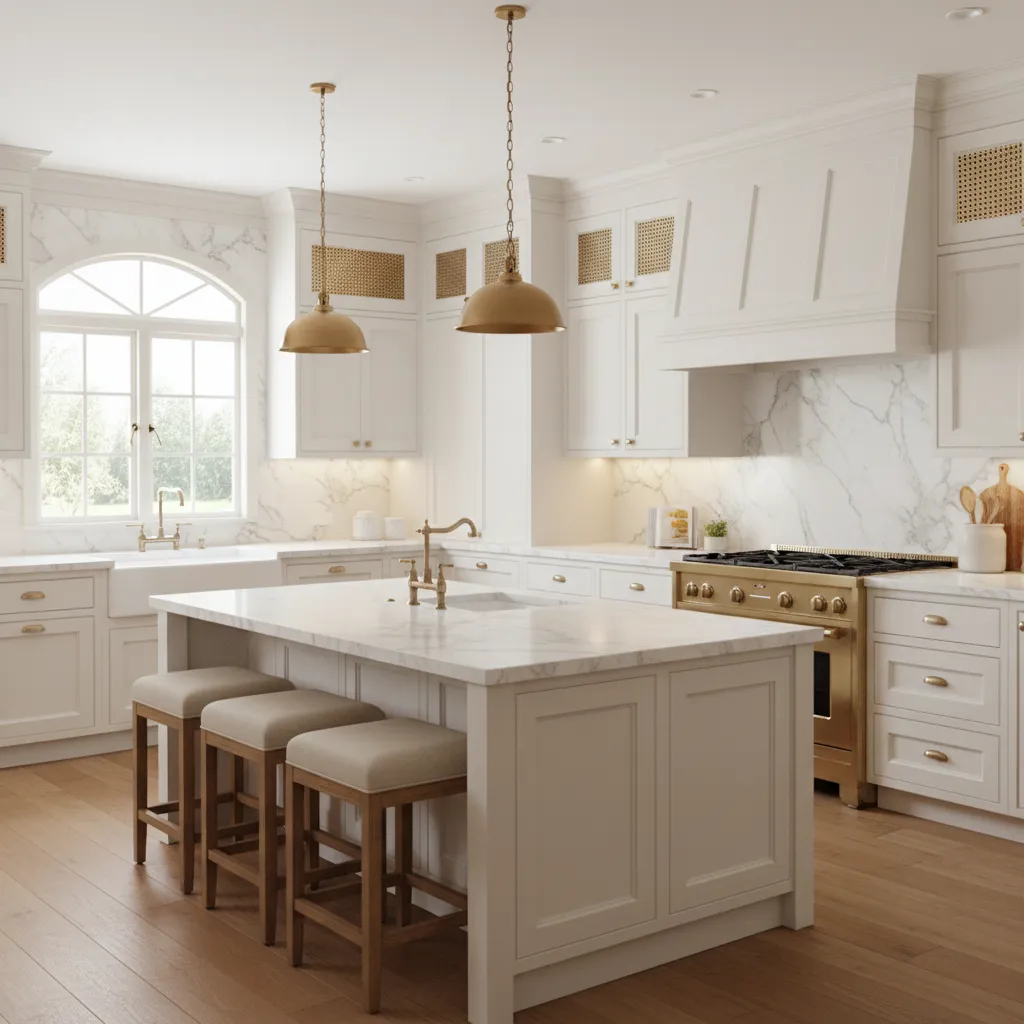 traditional kitchen cabinet doors with woven brass metal mesh panels