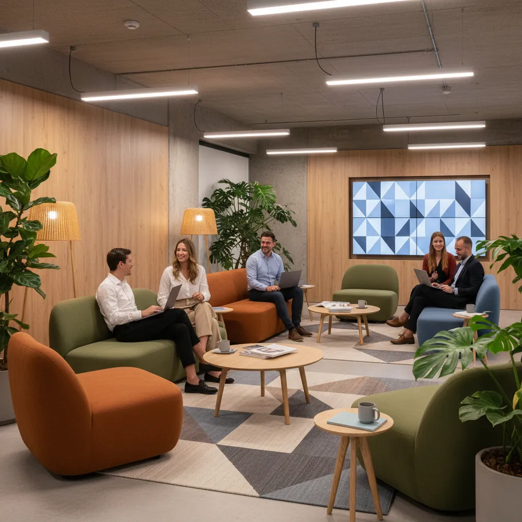 Zona lounge moderna dentro de una oficina