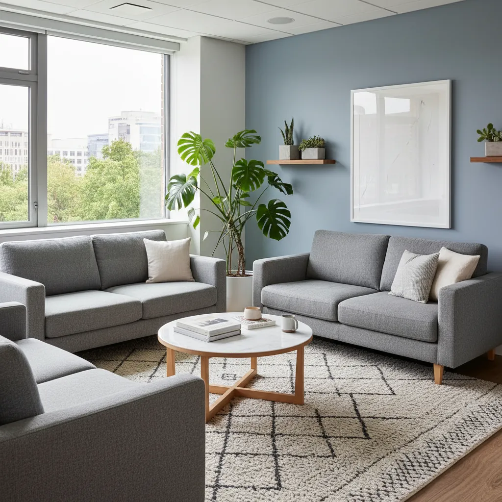 Espacio informal de reunión dentro de una oficina moderna