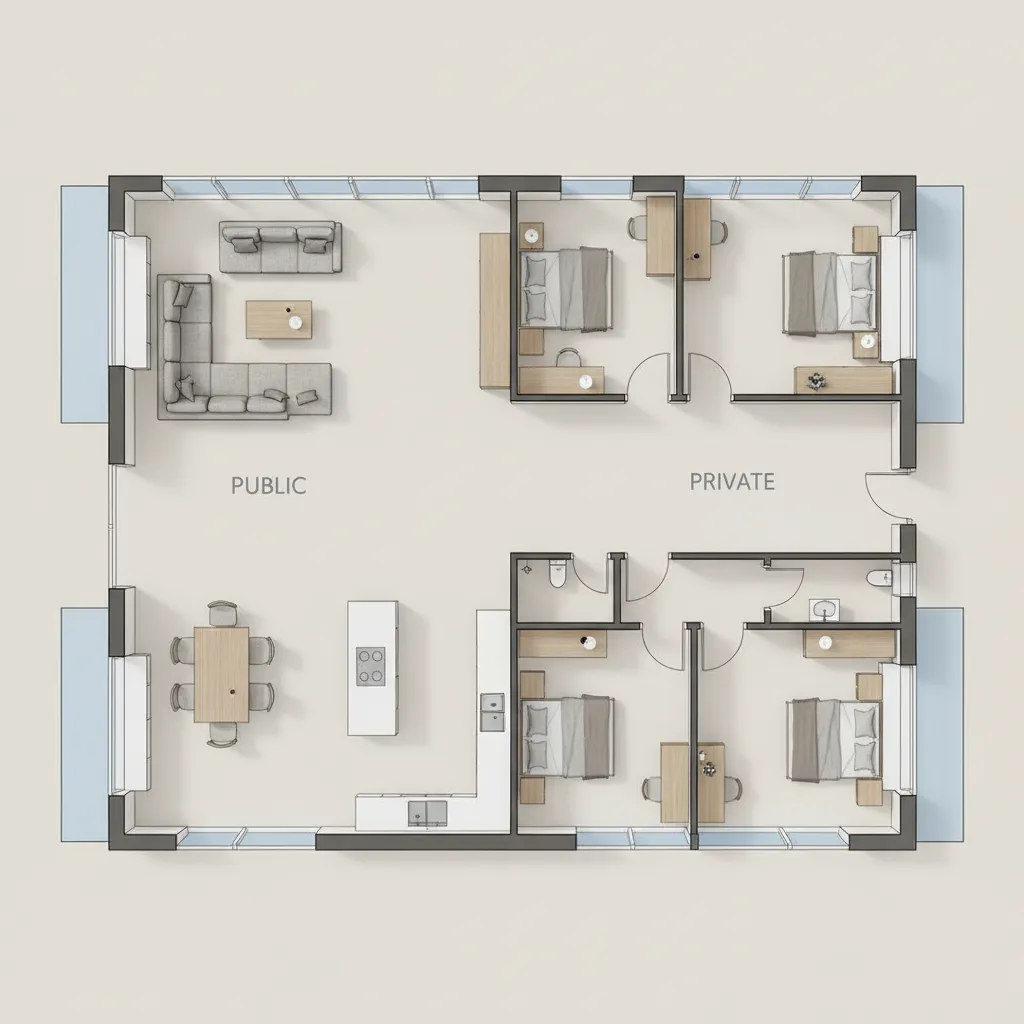 Pembagian zona ruang rumah minimalis