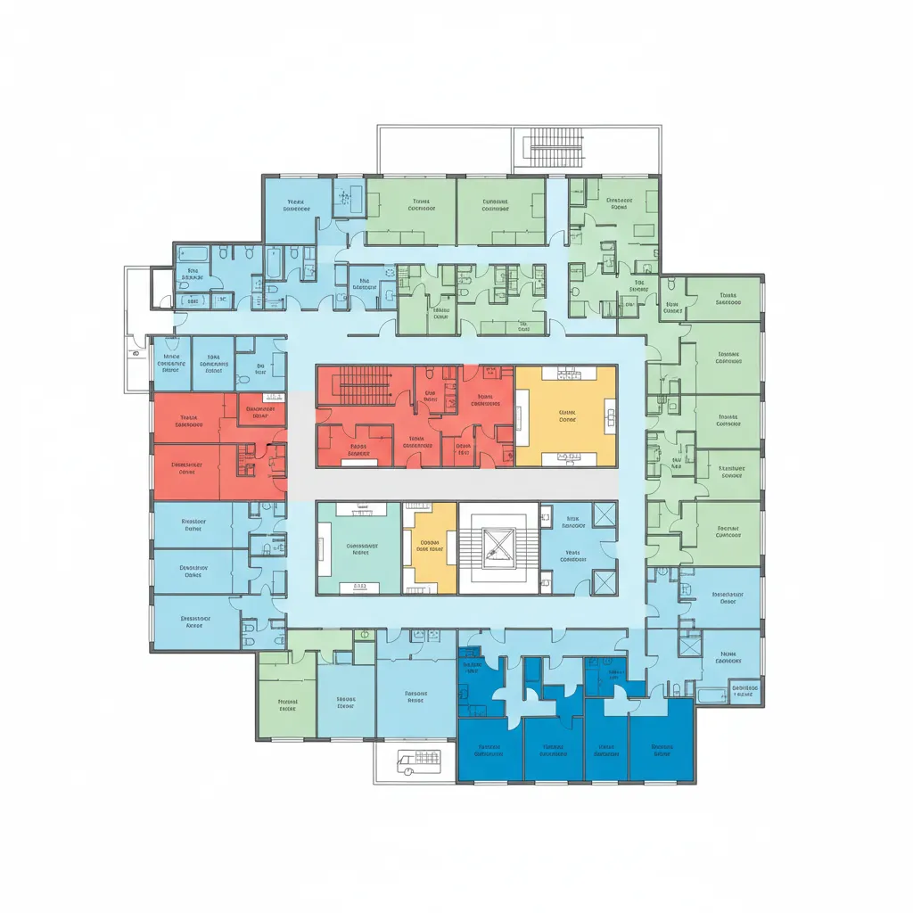 Diagram zona publik medis dan servis dalam rumah sakit