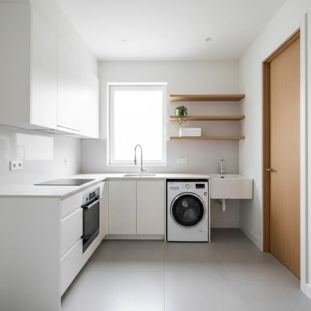 Area servis rumah dengan dapur dan kamar pembantu