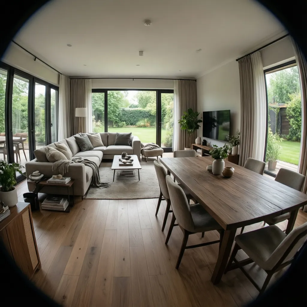 Salón comedor amplio en una casa de 120 m2 con diseño moderno