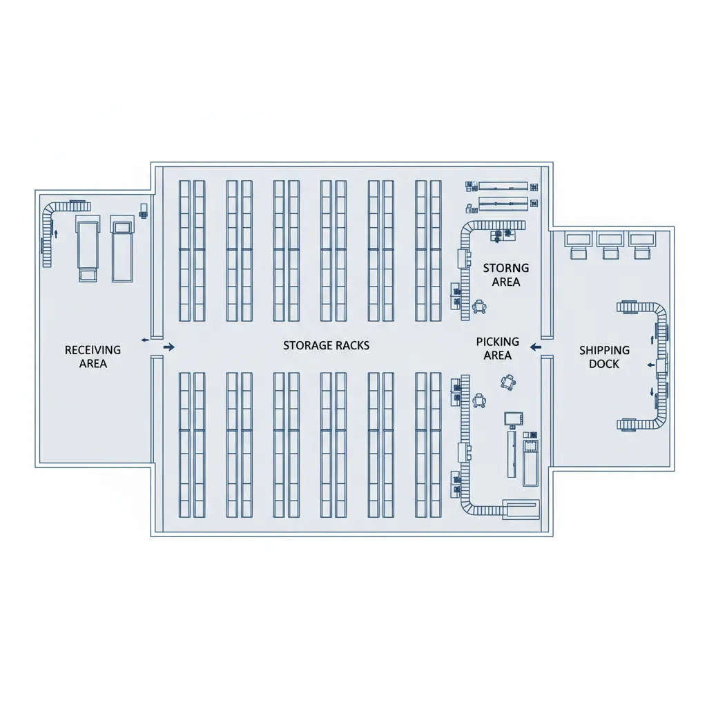Diagrama de las zonas principales dentro de un almacén