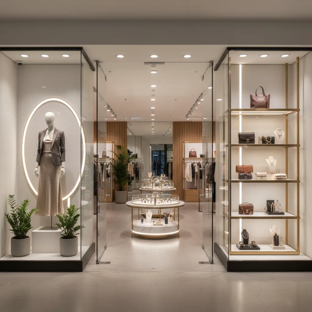 Interior de tienda destacando zonas calientes de exposición de productos