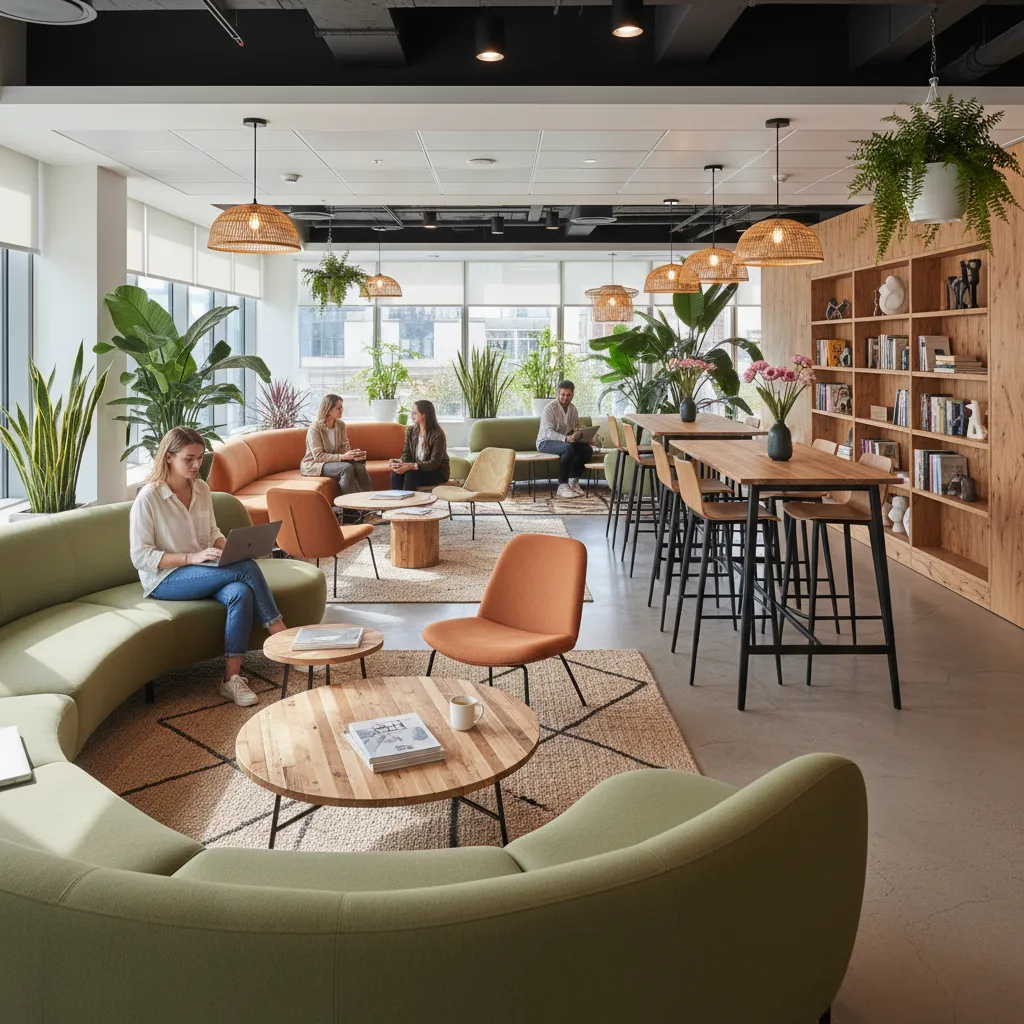 Espacio colaborativo dentro de una oficina moderna