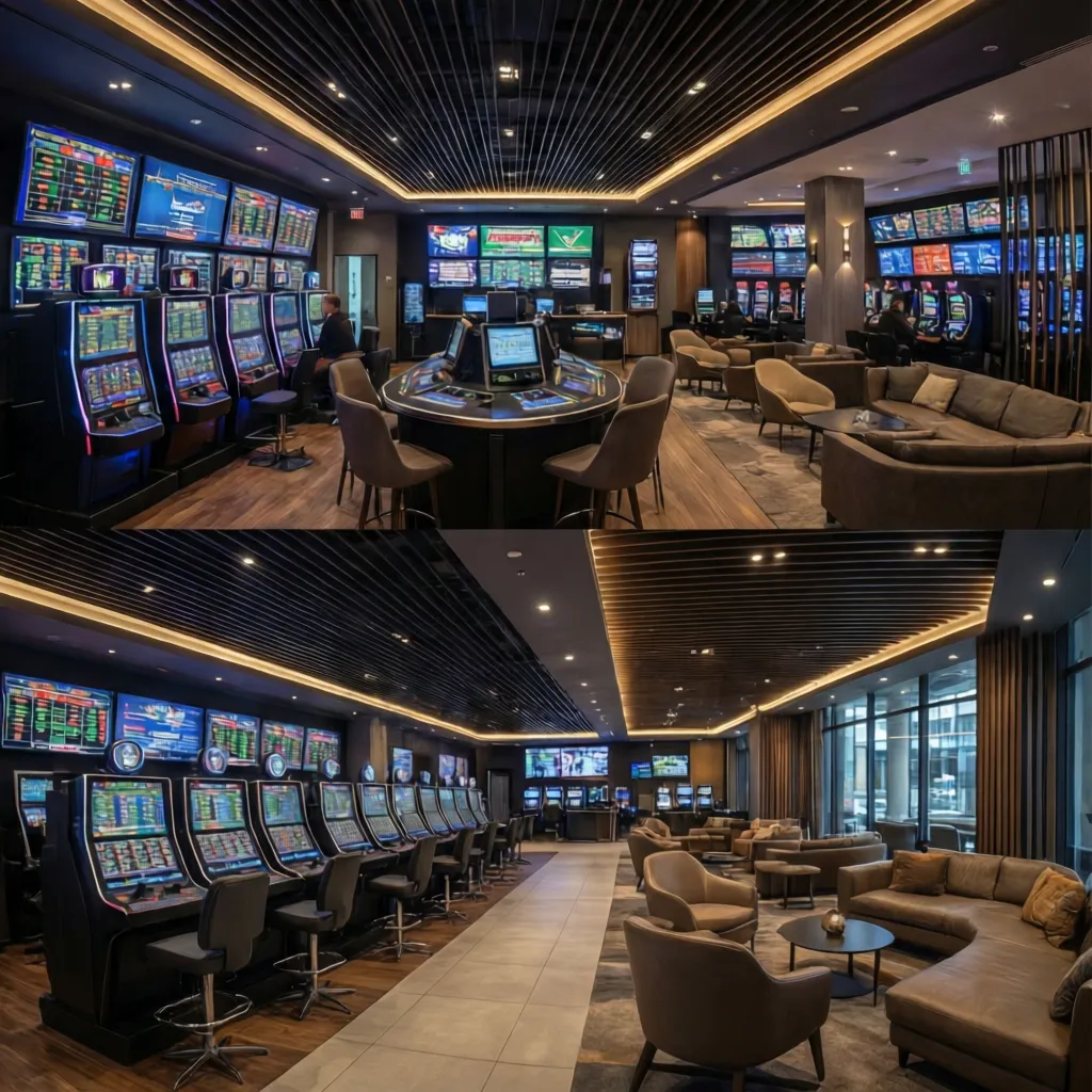 Diferentes zonas dentro de una casa de apuestas moderna