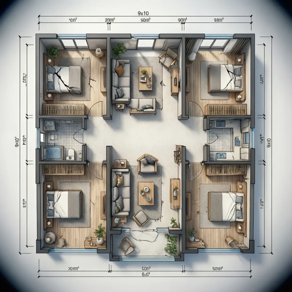Denah Rumah 9 x 10 Meter yang Efisien