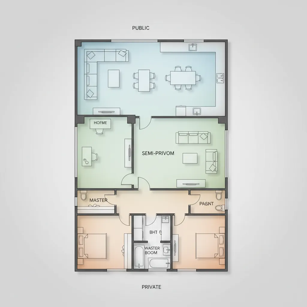 Diagram zonasi ruang rumah minimalis