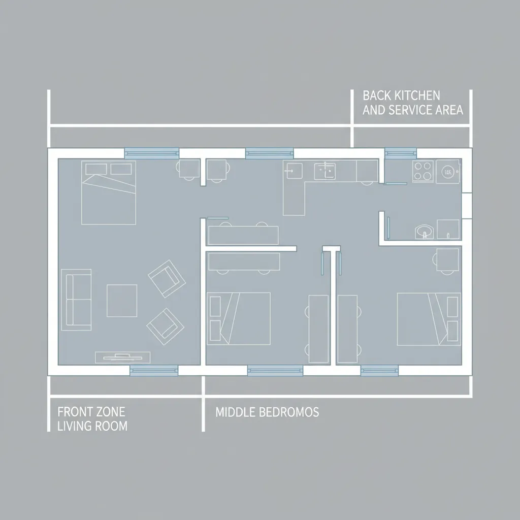 Ilustrasi zonasi ruang rumah type 72/120