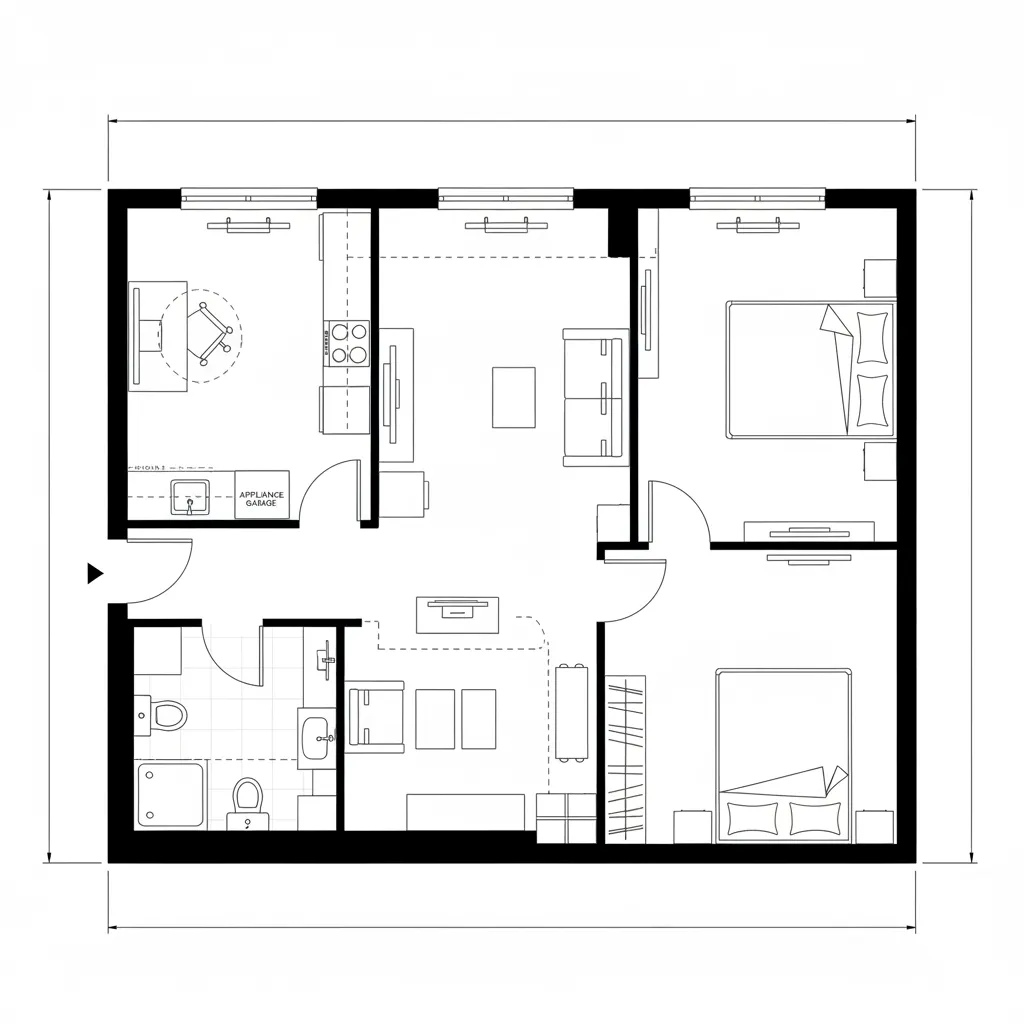 Zoned Studio with Sliding Partitions