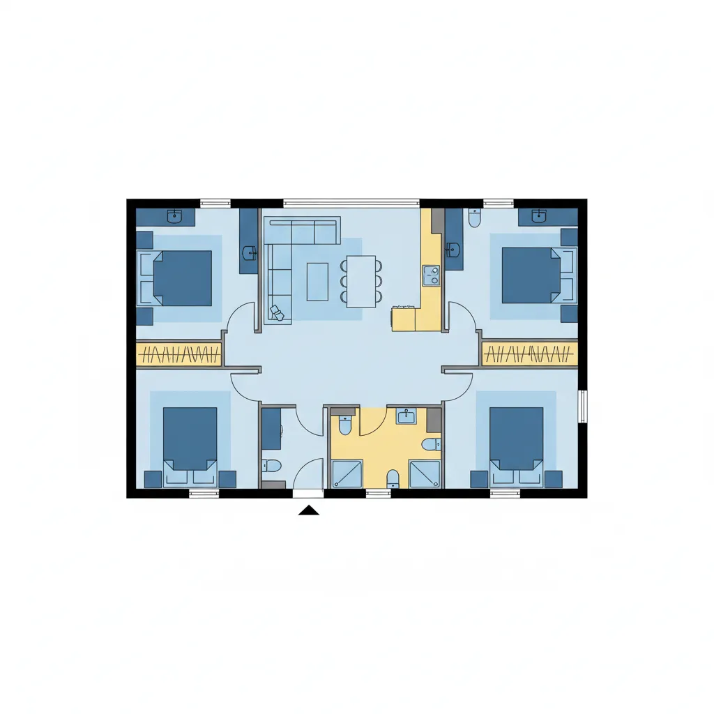 Diagram pembagian zona rumah 8x15 meter