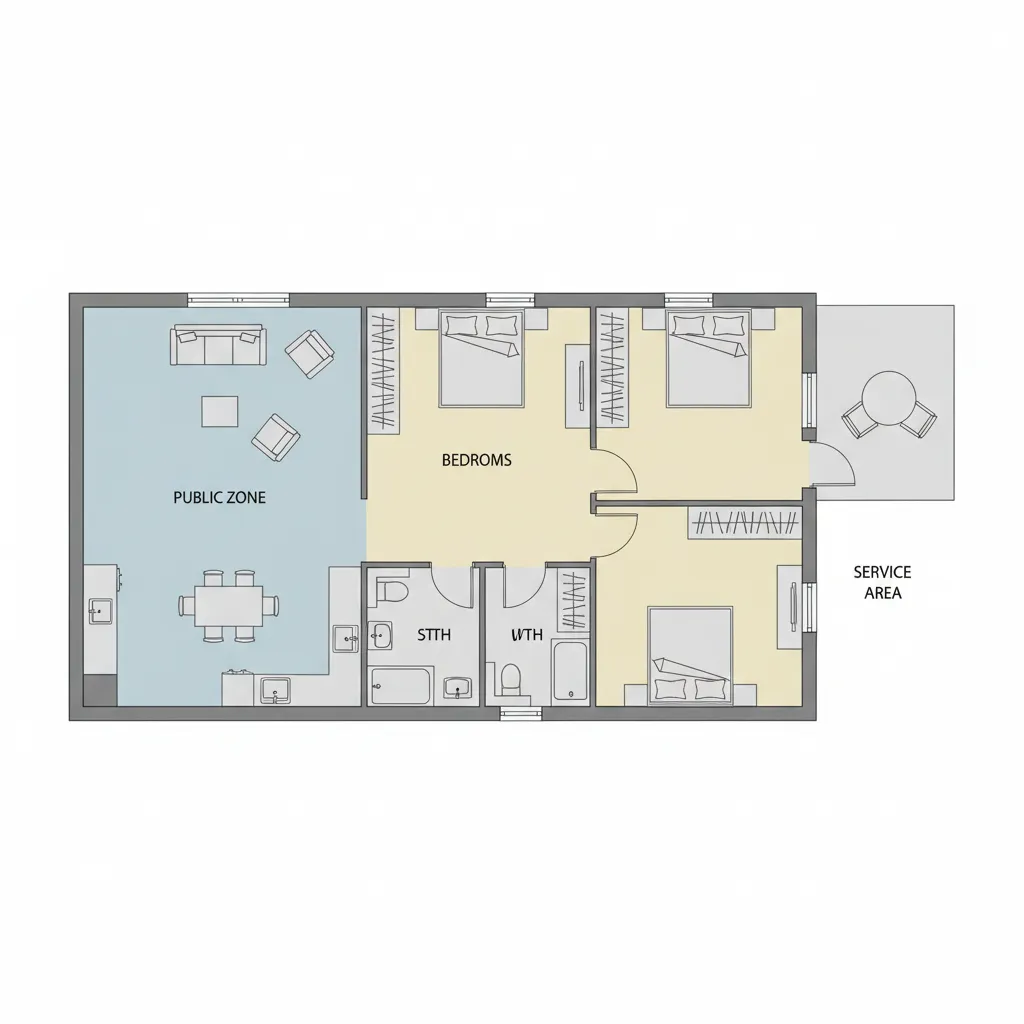 Diagram pembagian zona rumah 9x12