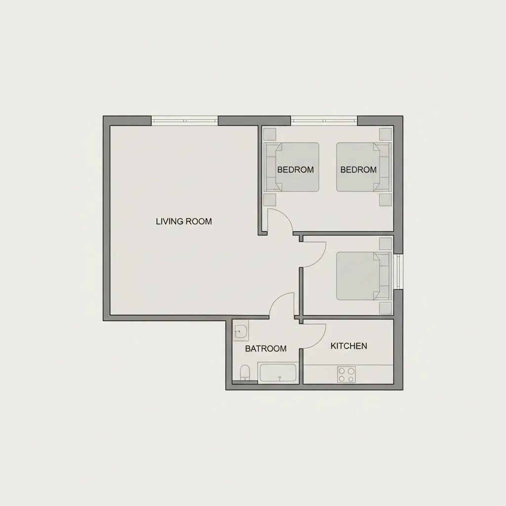 Ilustrasi zonasi ruang rumah kecil