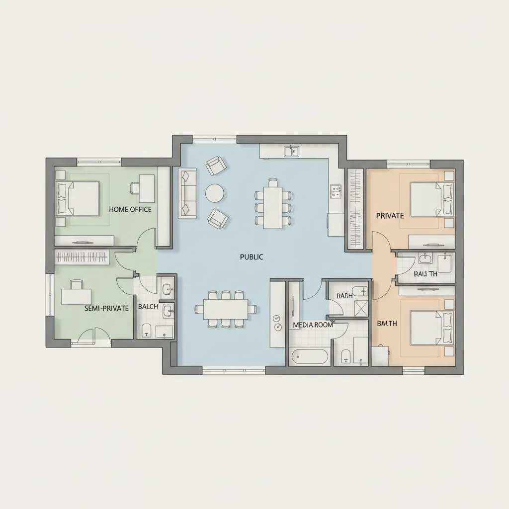Diagram zonasi ruang rumah minimalis