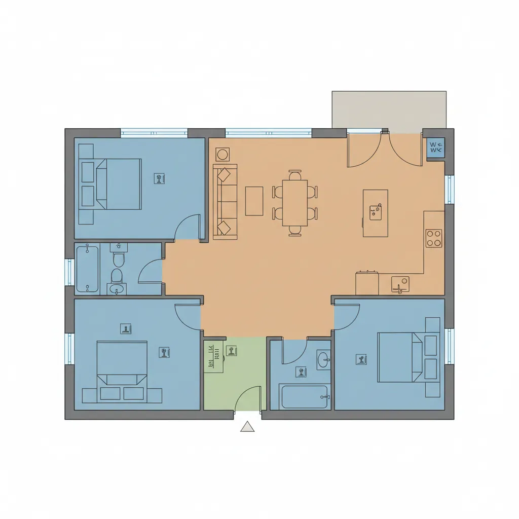 Zonasi ruang rumah minimalis 3 kamar