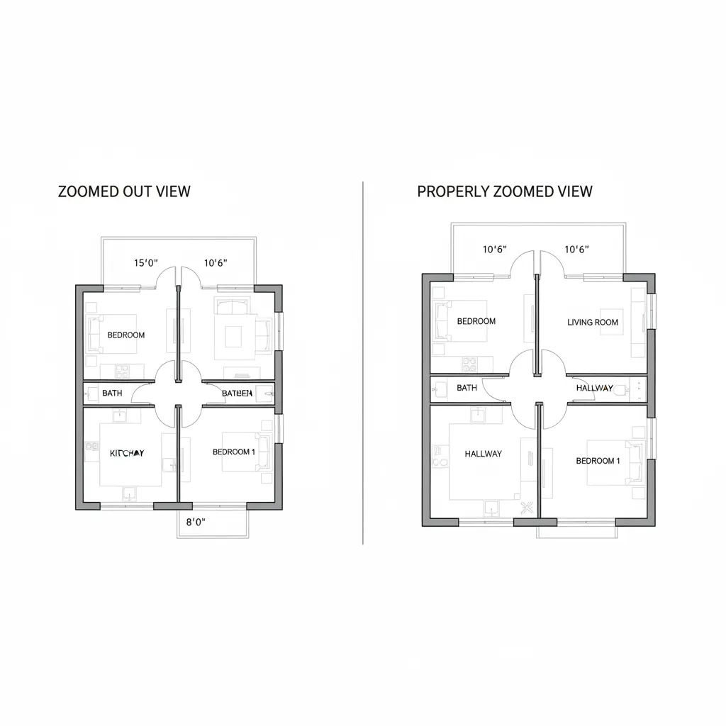 floor plan zoom comparison showing readable room labels and dimensions